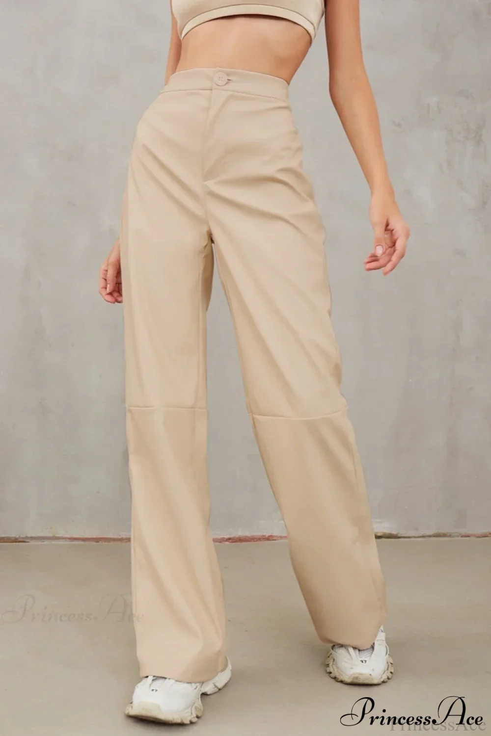 Slim Faux Leather High Waist Wide Leg Pants - Image 6