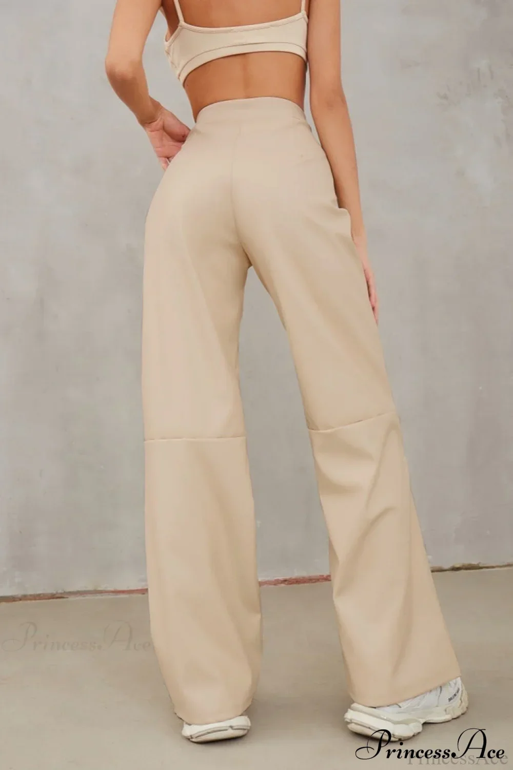 Slim Faux Leather High Waist Wide Leg Pants - Image 7