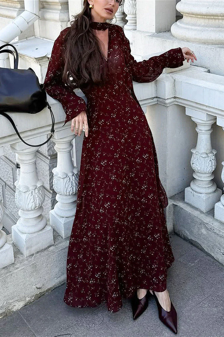 Slim Fit V Neck Chic Floral Dress - Image 5