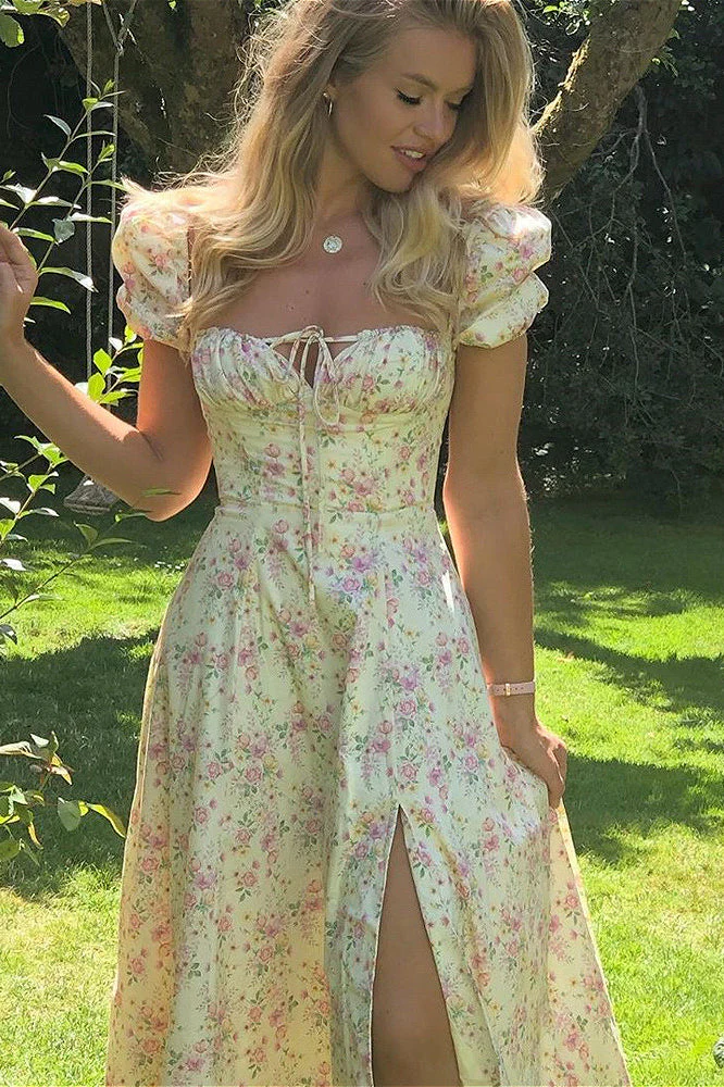 Slim High Waist Floral Dress - Image 5