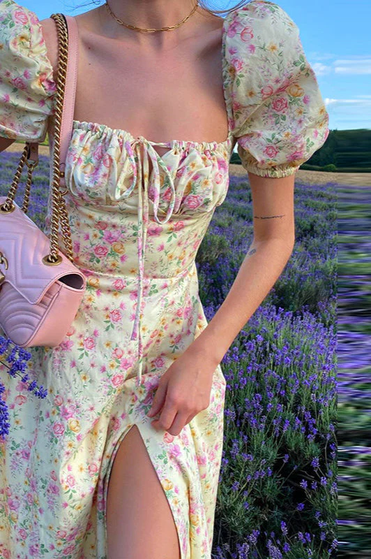 Slim High Waist Floral Dress - Image 6