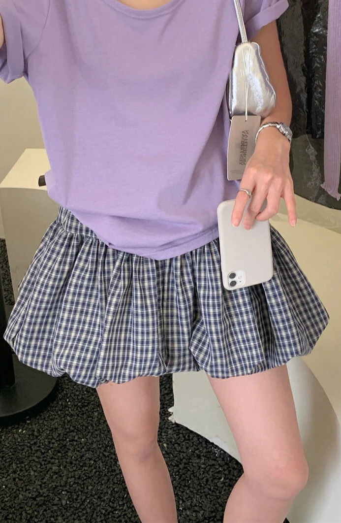 Plaid Tulip High Waist Mini Skirt - Image 4