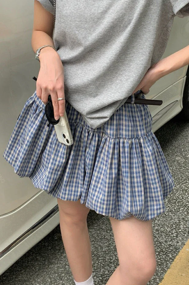 Plaid Tulip High Waist Mini Skirt - Image 6