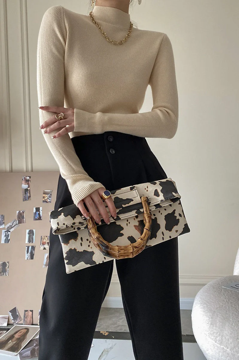 Slim Mock Neck Long-Sleeve Knit Top - Image 10