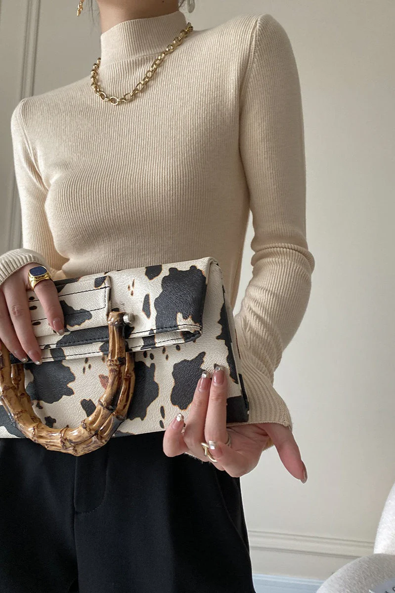 Slim Mock Neck Long-Sleeve Knit Top - Image 9