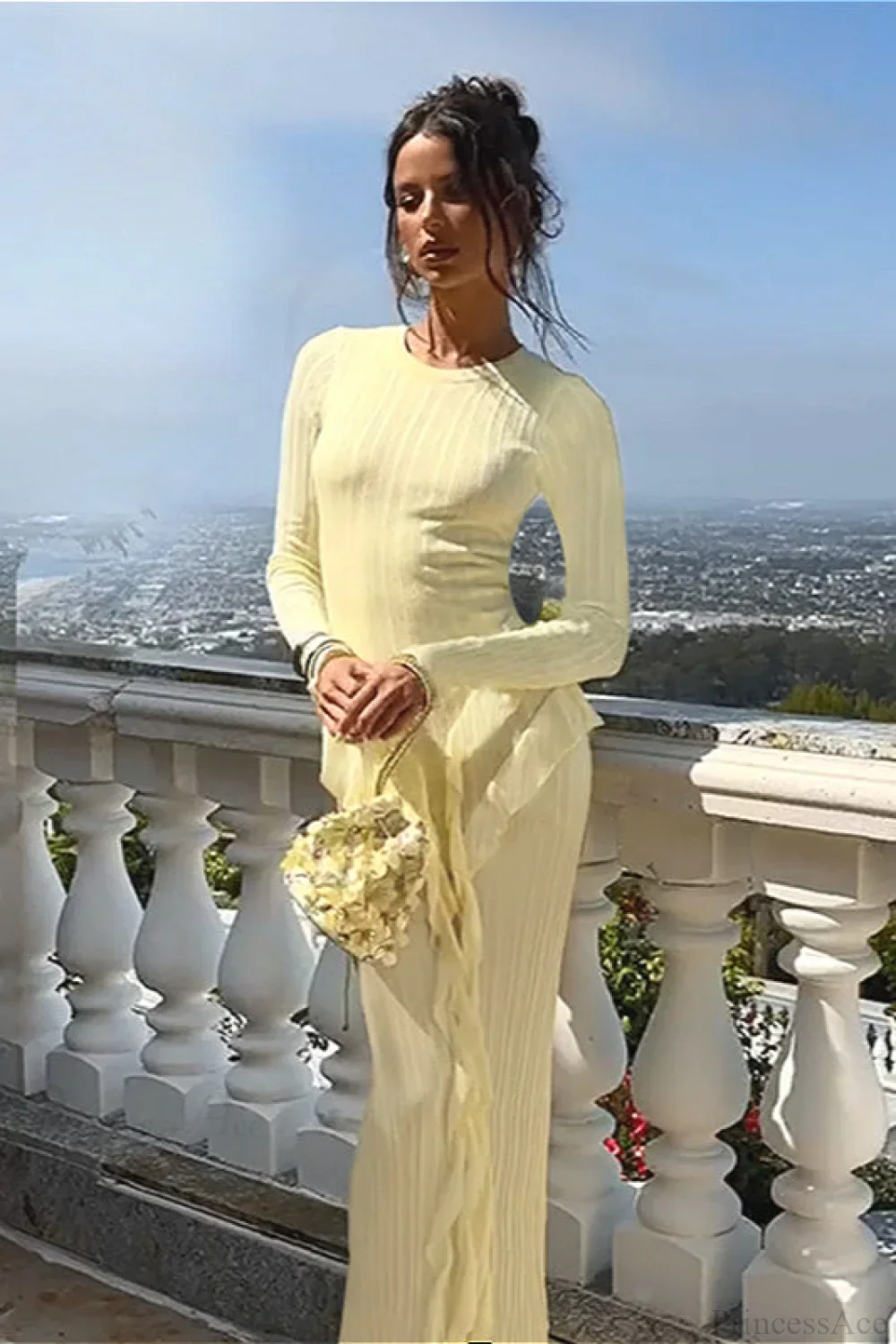 Slim Ruffled Hem Elegant Maxi Dress - Image 2