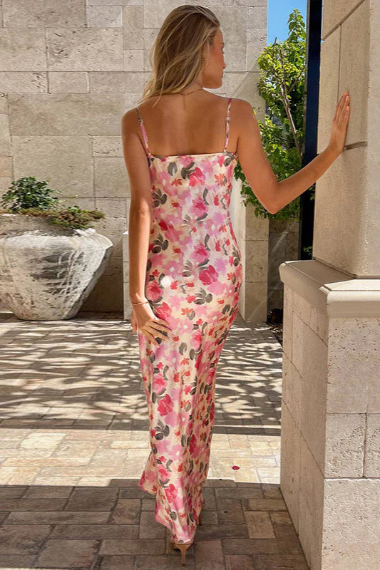 Slim Spaghetti Strap Printed Floral Dress - Image 2
