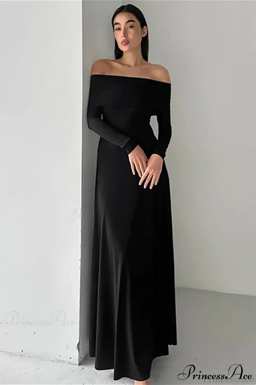 Slinky Off Shoulder Minimal Formal Maxi Dress - Image 5