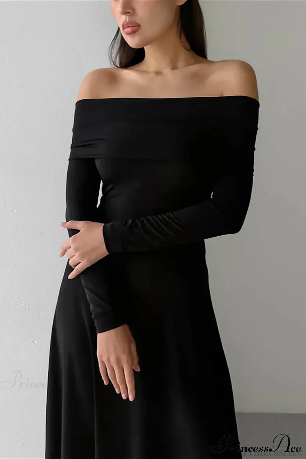 Slinky Off Shoulder Minimal Formal Maxi Dress - Image 6