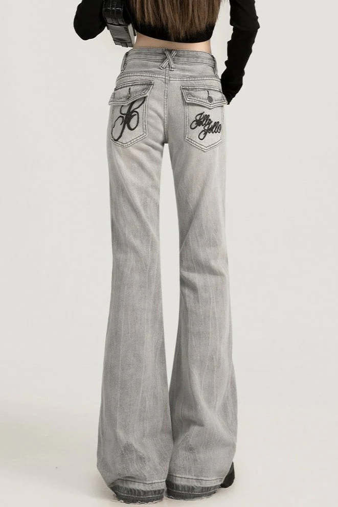 Smoky Gray Slim Bootcut Versatile Jeans - Image 4