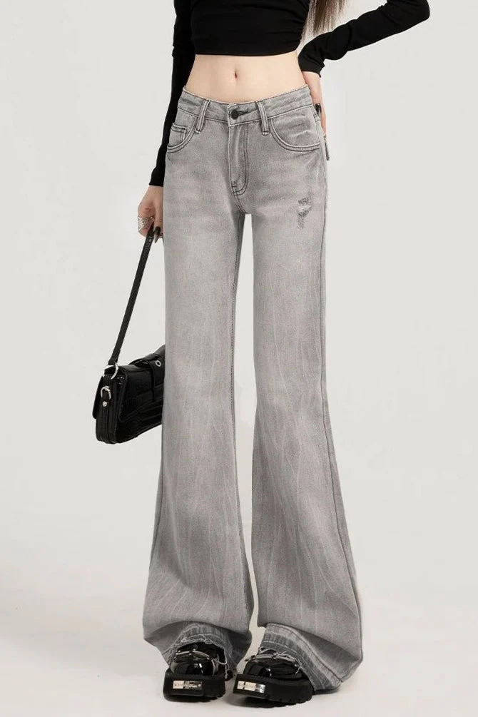 Smoky Gray Slim Bootcut Versatile Jeans - Image 5