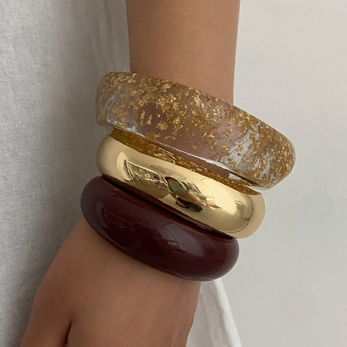 Smooth Wide Gold Foil Tie Dye Bracelet - Image 2