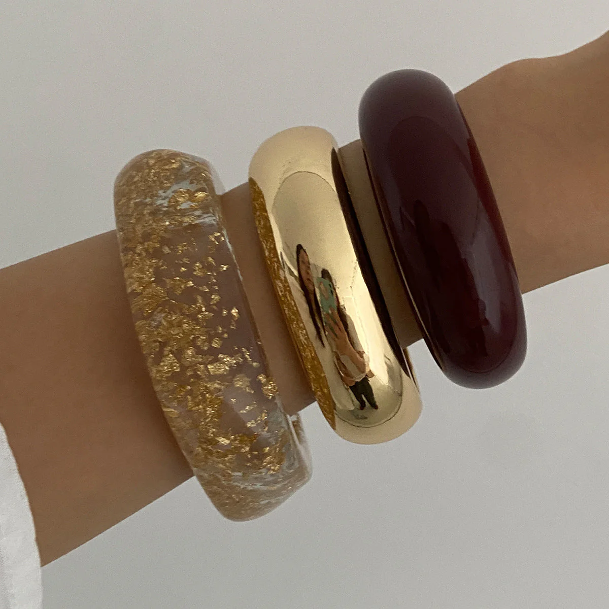 Smooth Wide Gold Foil Tie Dye Bracelet - Image 3