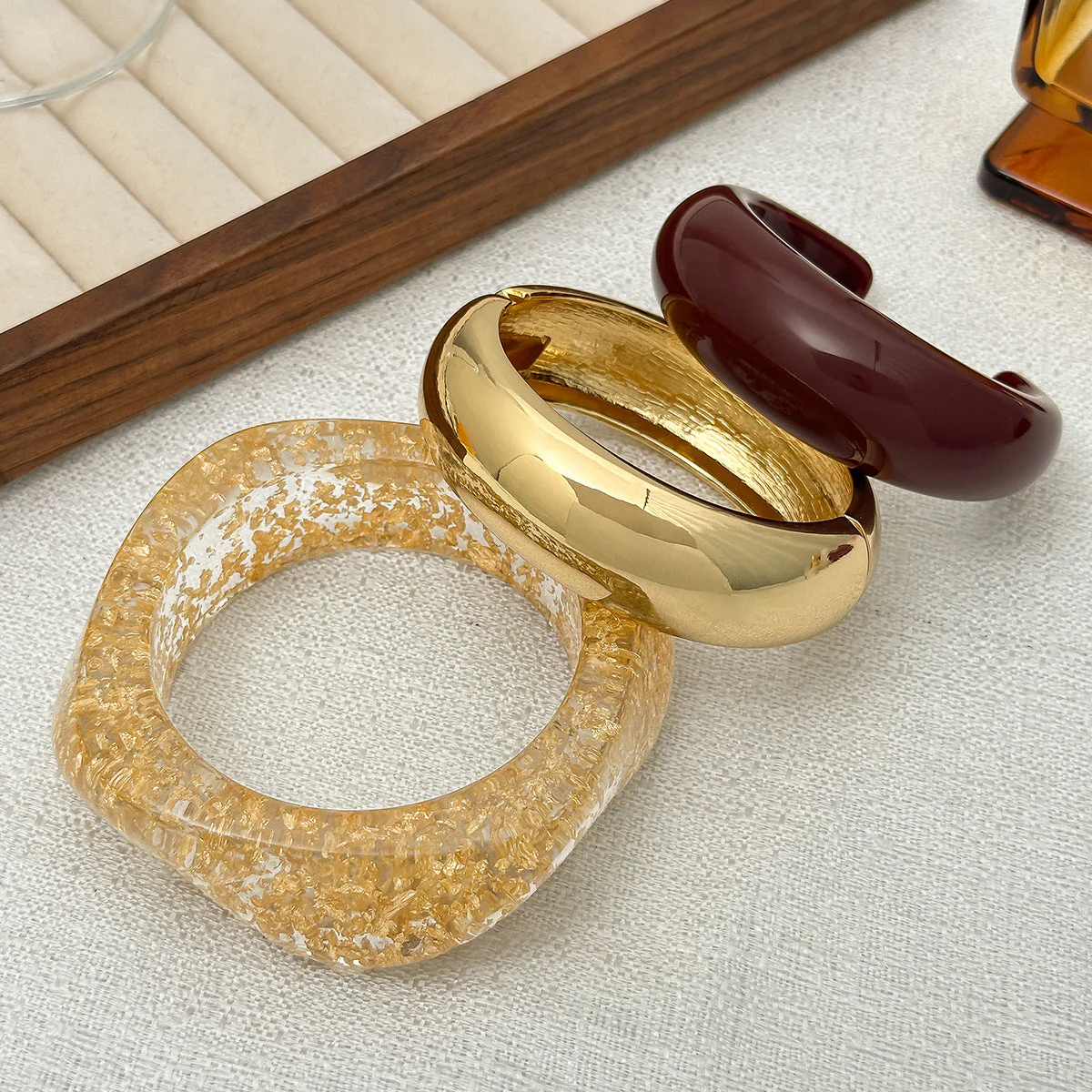 Smooth Wide Gold Foil Tie Dye Bracelet - Image 4