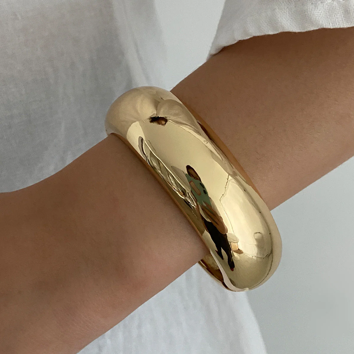 Smooth Wide Gold Foil Tie Dye Bracelet - Image 6