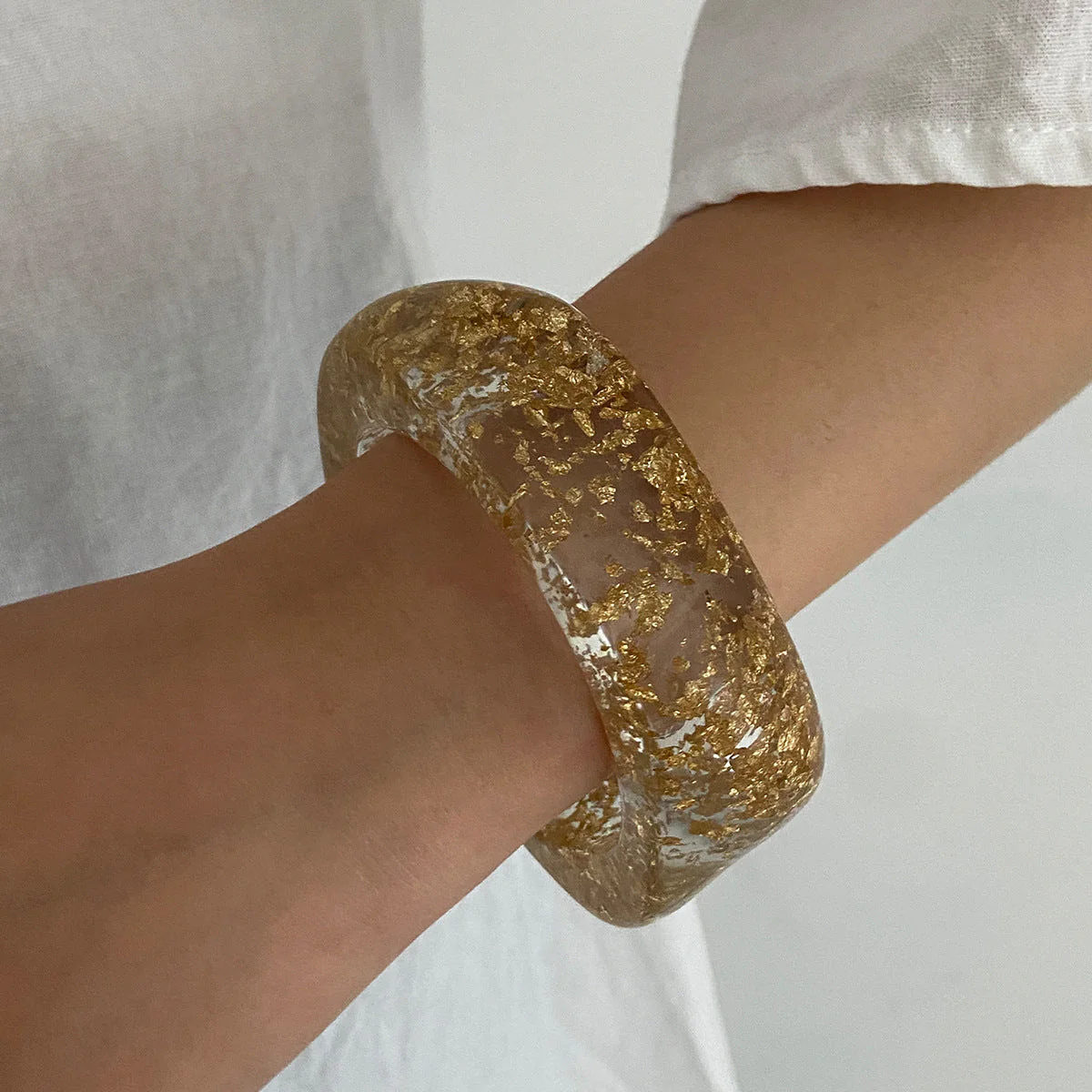 Smooth Wide Gold Foil Tie Dye Bracelet - Image 7