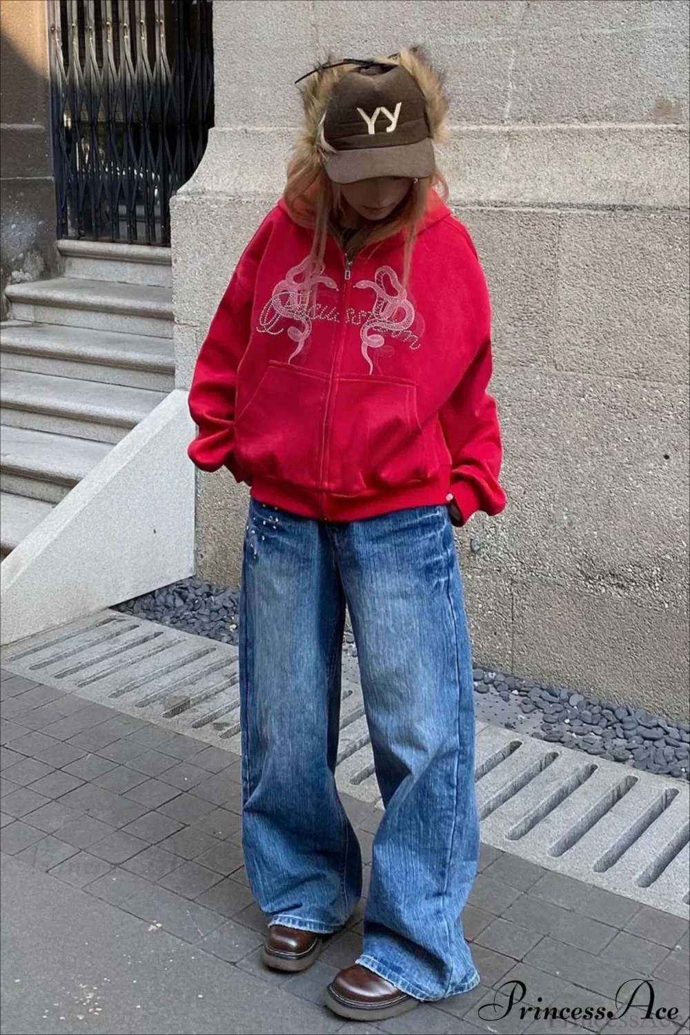Snake Print Rhinestone Zip Up Cropped Hoodie - Image 8