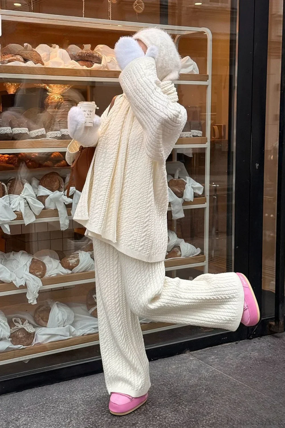 Soft Cable Knit Sweater Pants Two Piece Set - Image 2