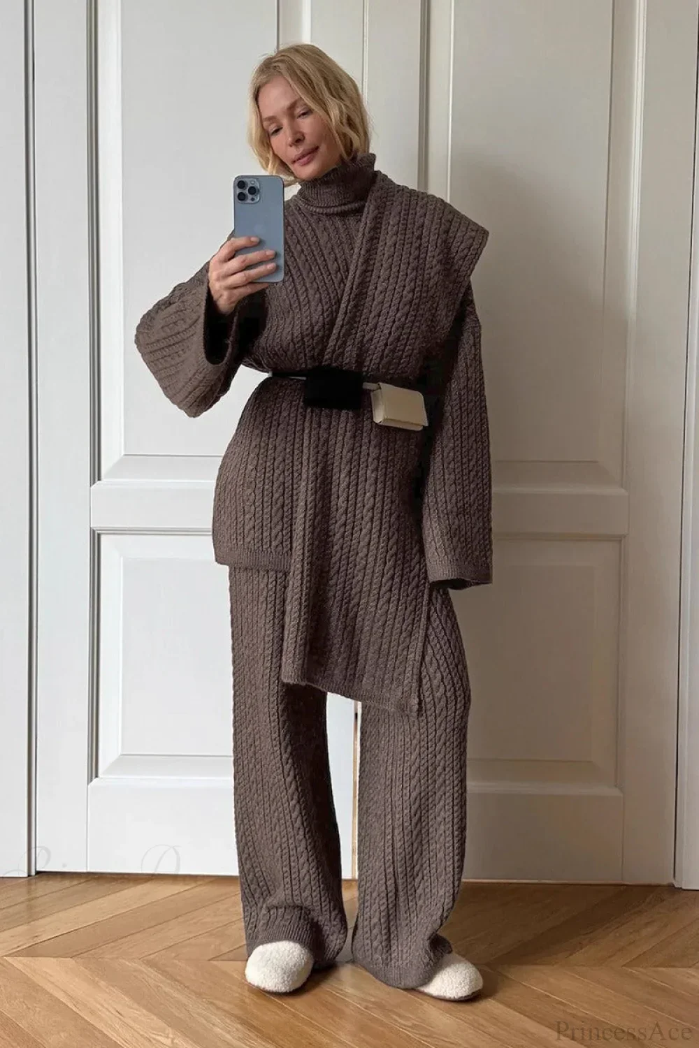 Soft Cable Knit Sweater Pants Two Piece Set - Image 3