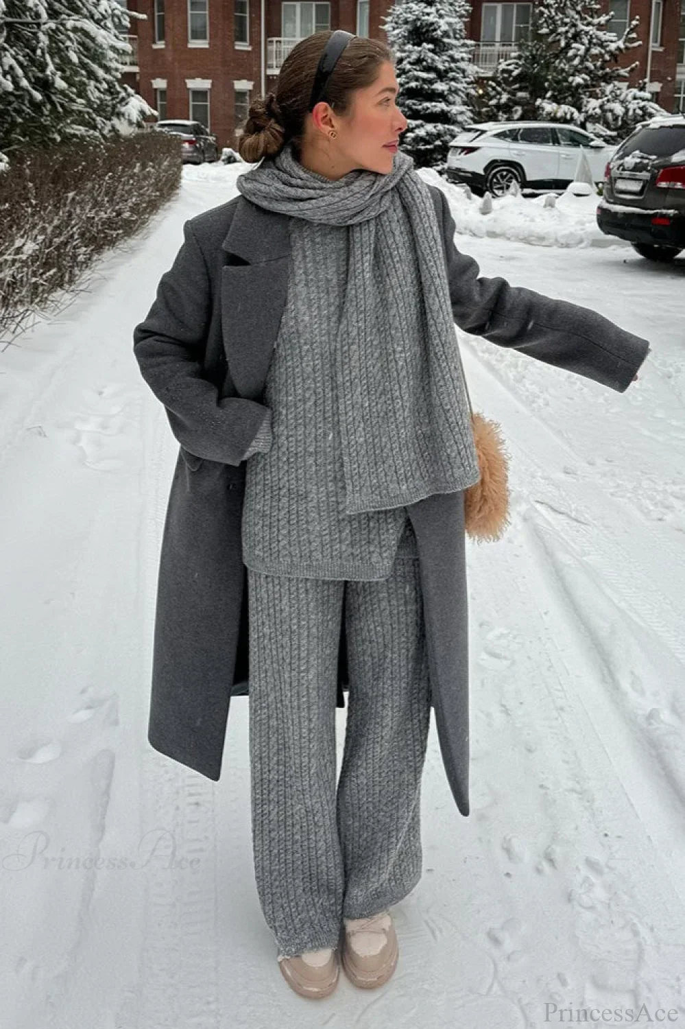 Soft Cable Knit Sweater Pants Two Piece Set - Image 4