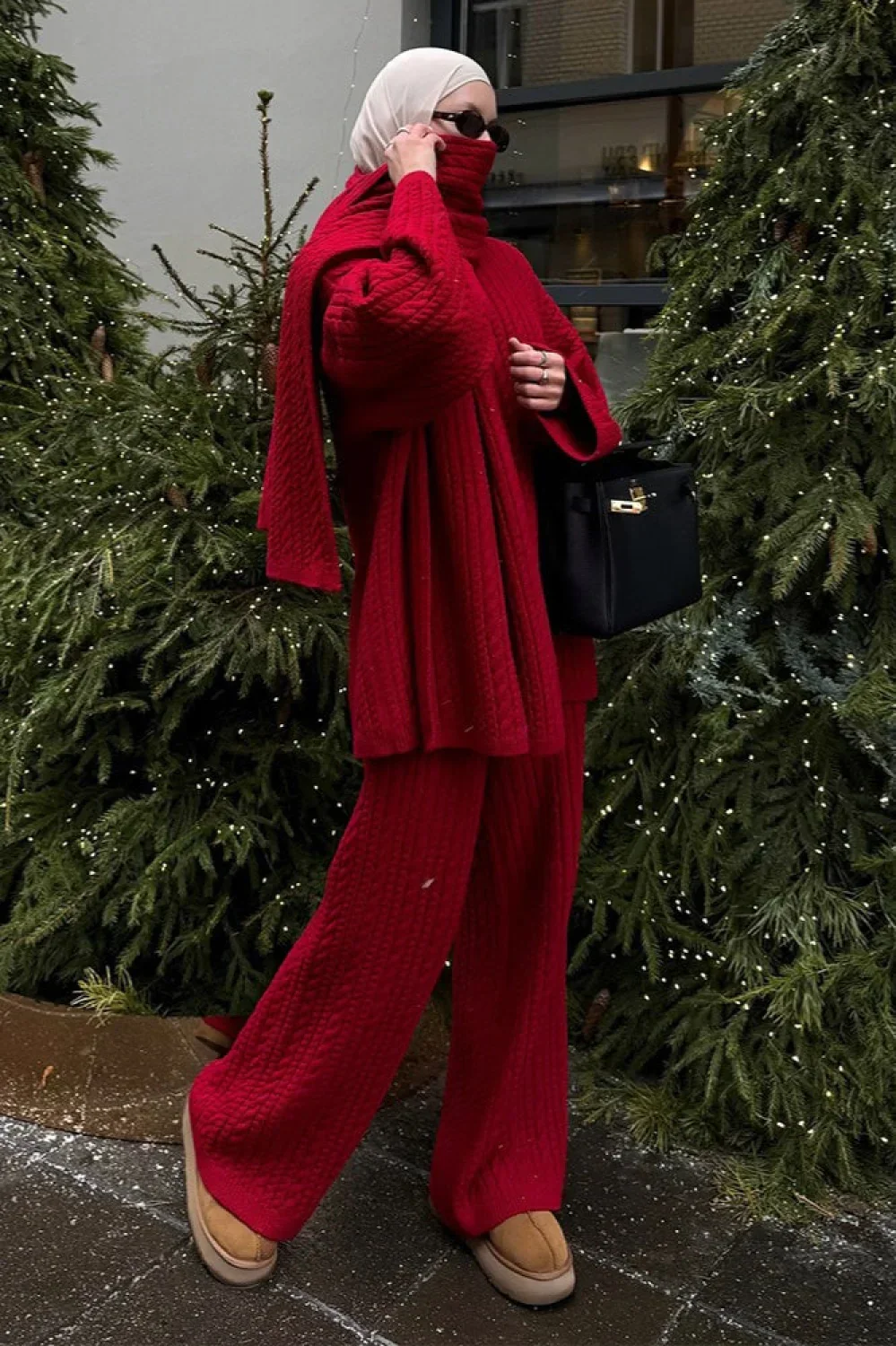 Soft Cable Knit Sweater Pants Two Piece Set - Image 5