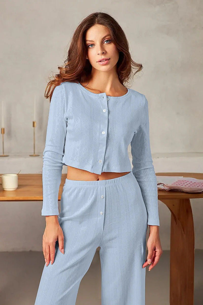 Soft Casual Cutout Jacquard Two Piece Set - Image 11