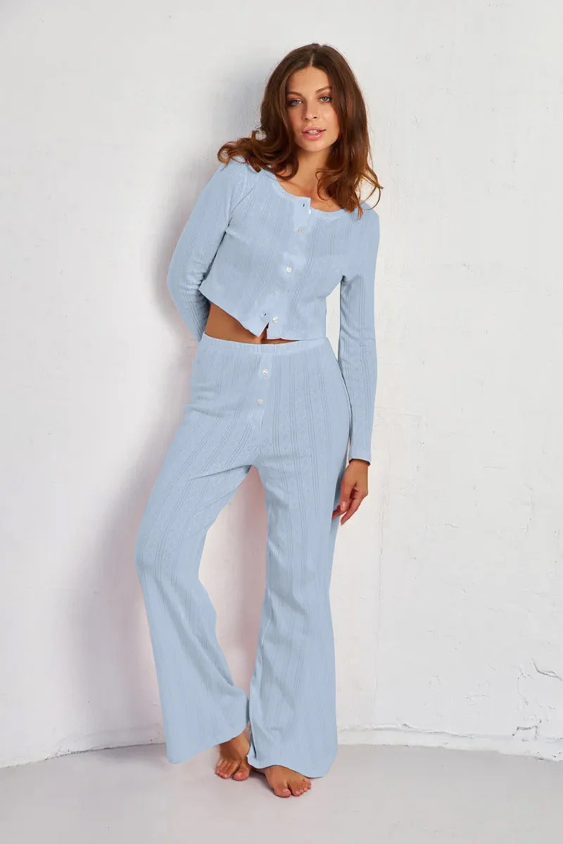 Soft Casual Cutout Jacquard Two Piece Set - Image 12