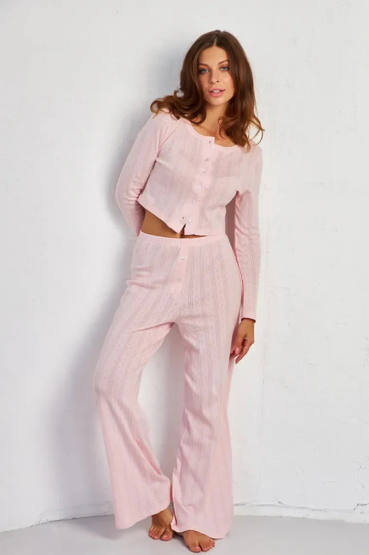 Soft Casual Cutout Jacquard Two Piece Set - Image 4