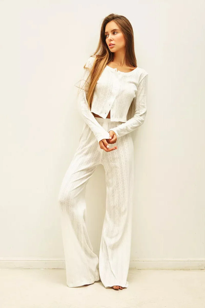 Soft Casual Cutout Jacquard Two Piece Set - Image 6