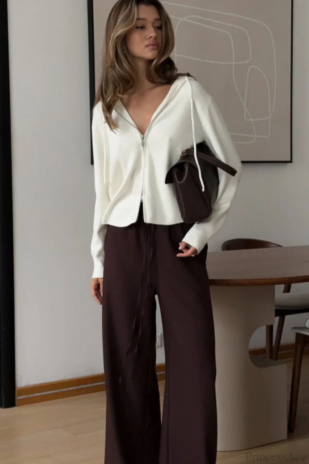 Soft Double Zip Hooded Short Knit Cardigan - Image 3