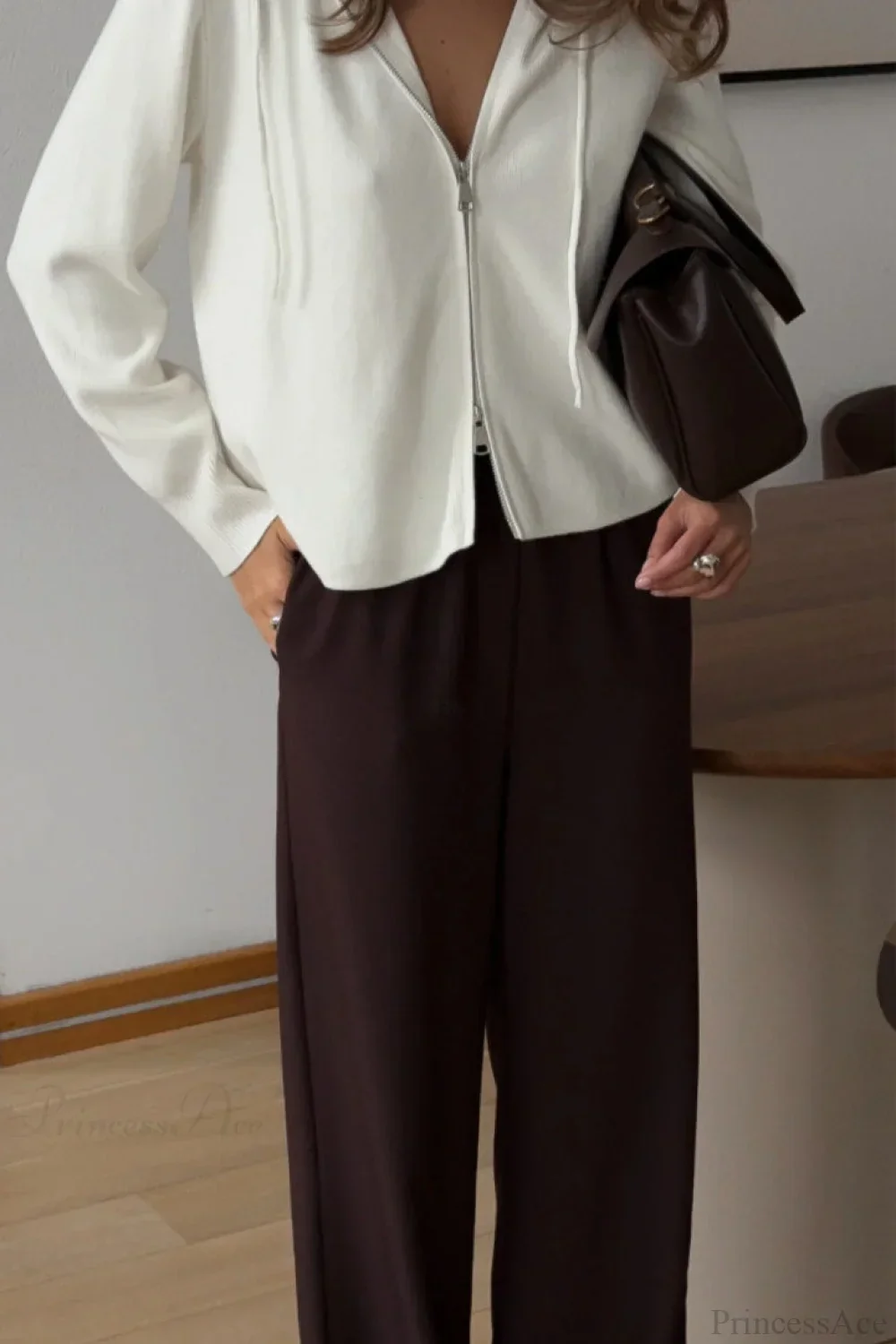 Soft Double Zip Hooded Short Knit Cardigan - Image 4
