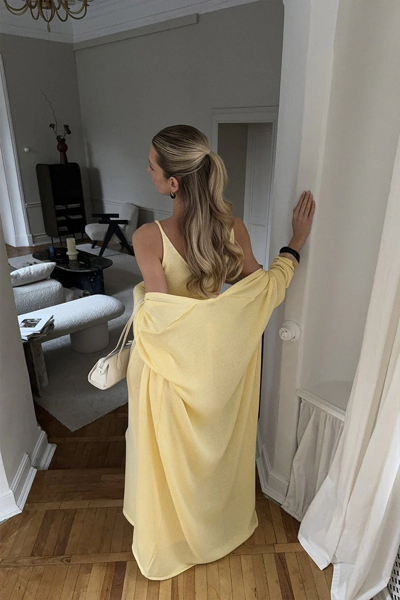 Soft Knit Cutout Tank Dress Long Sleeve Cardigan Two Piece Set - Image 4
