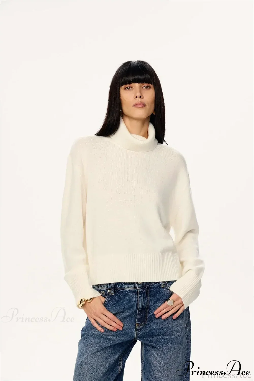 Soft Lazy-Style Turtleneck Short Pullover Sweater - Image 7