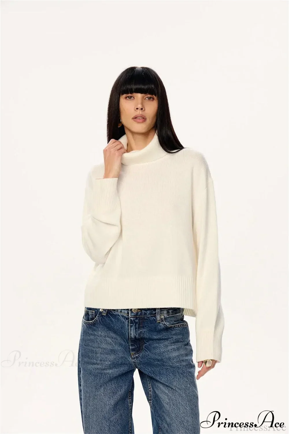 Soft Lazy-Style Turtleneck Short Pullover Sweater - Image 8