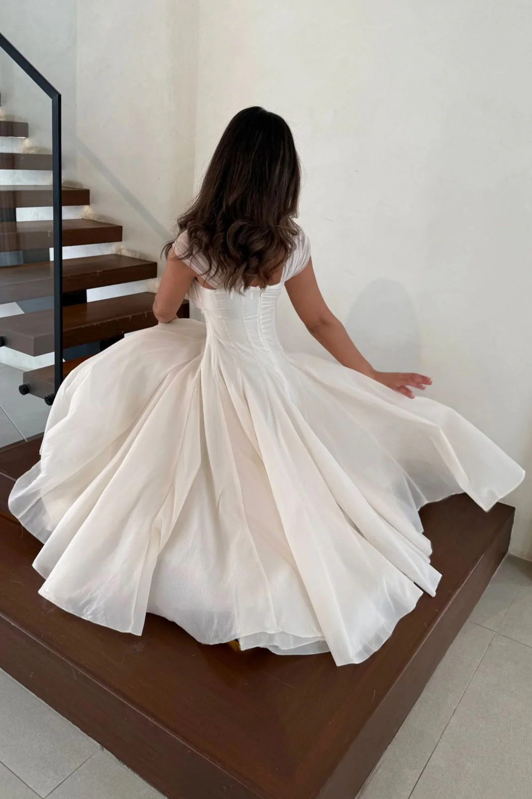 Soft Mesh Waist Flared Prom Dress - Image 7