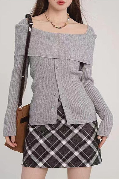 Soft Off-Shoulder Loose Irregular Knit Top - Image 5