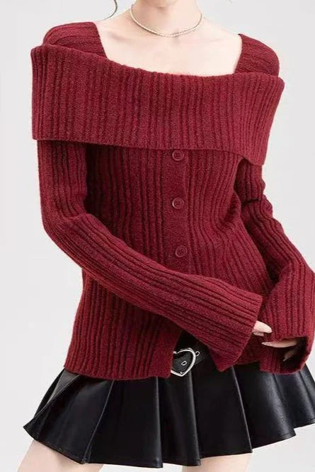 Soft Off-Shoulder Loose Irregular Knit Top - Image 6