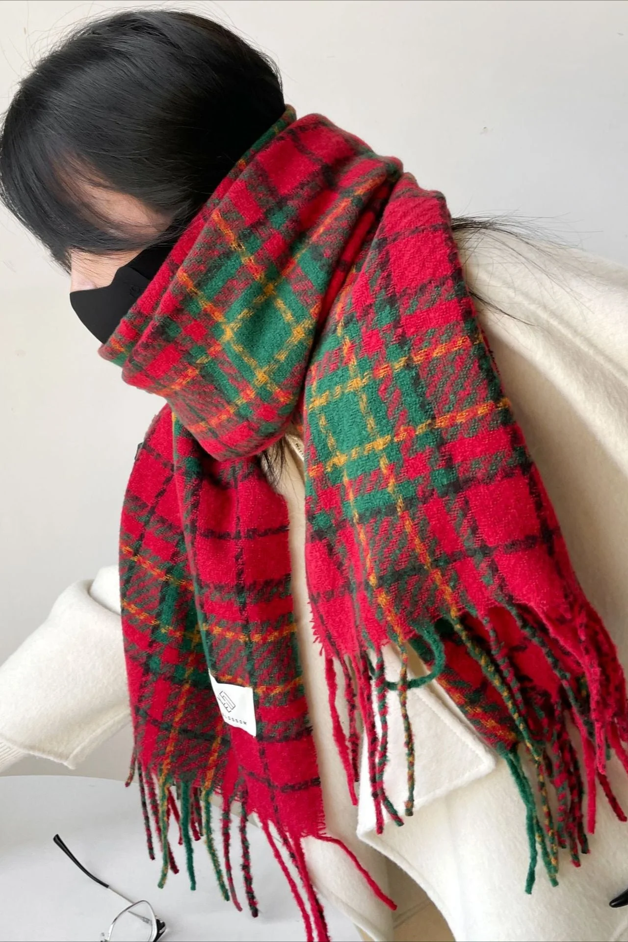 Soft Plaid Mohair Blend Scarf - Image 3