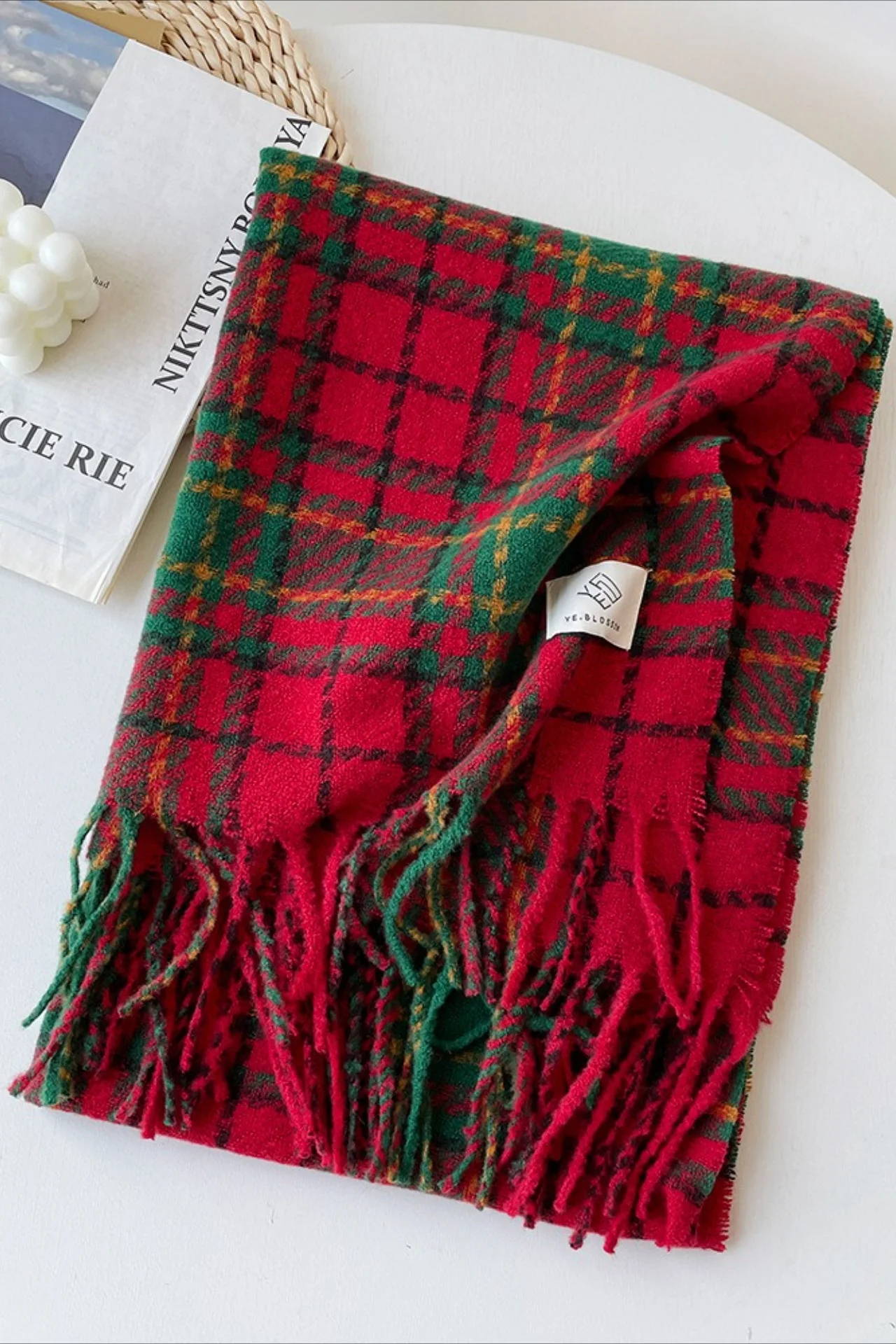 Soft Plaid Mohair Blend Scarf - Image 4