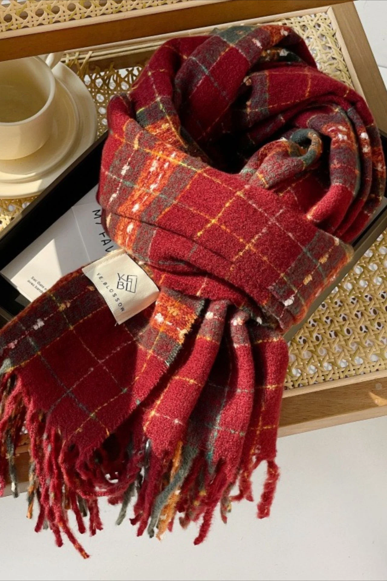 Soft Plaid Mohair Blend Scarf - Image 6