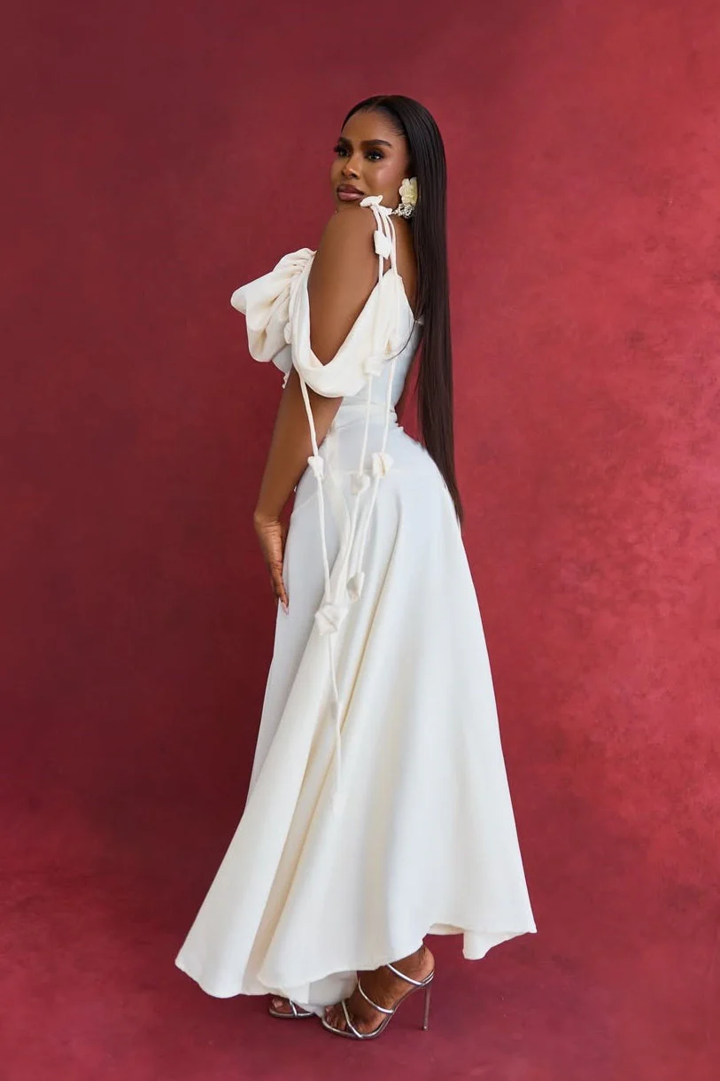 Solid Asymmetrical Shoulder Cowl Neck Cami Maxi Dress - Image 4