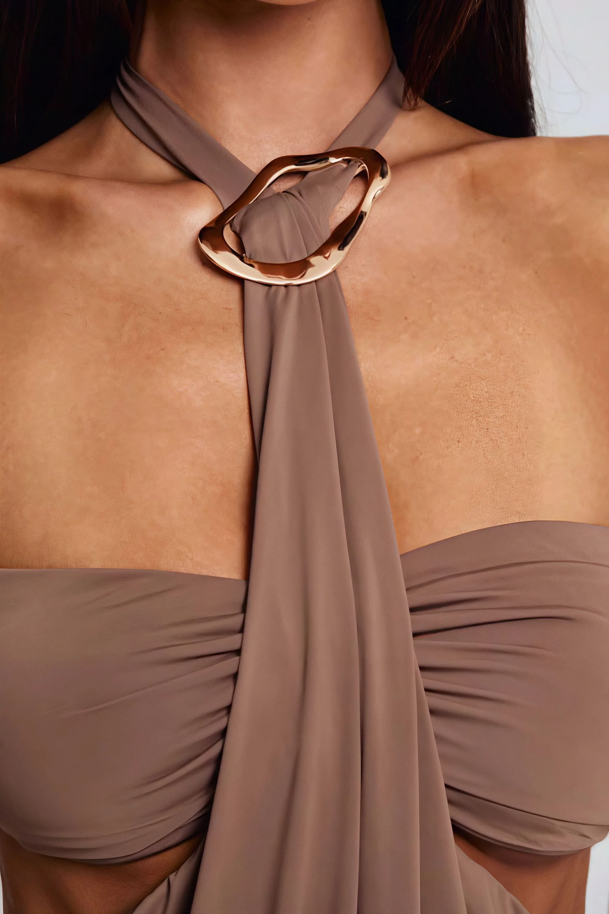 Solid Bandeau Halter Cami Skirt  Set - Image 5