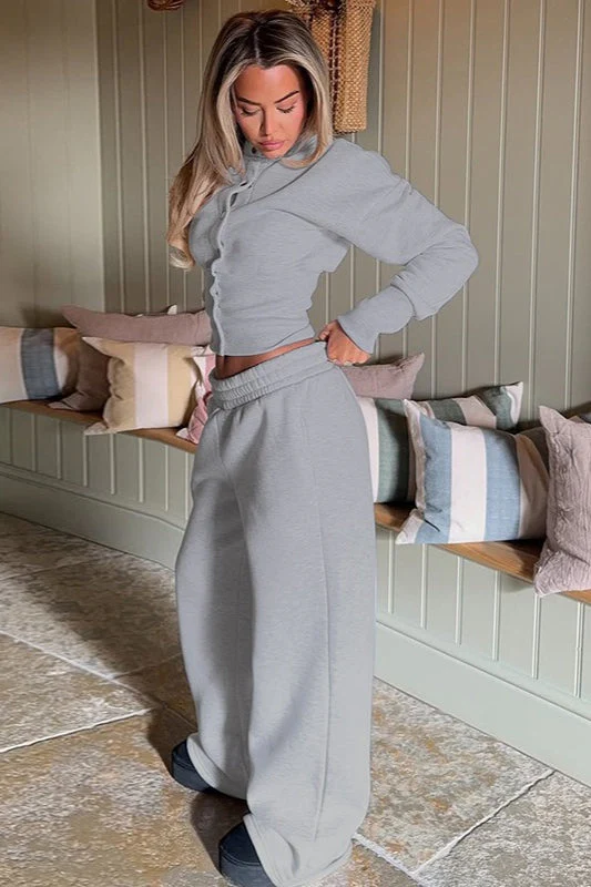 Solid Buttoned Cardigan Chic Casual Two Piece Set - Image 4