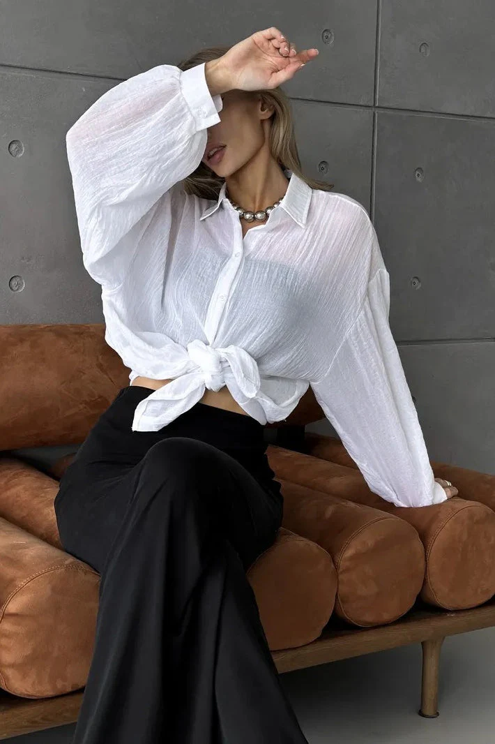 Solid Casual Chic Long Sleeve Blouse - Image 10