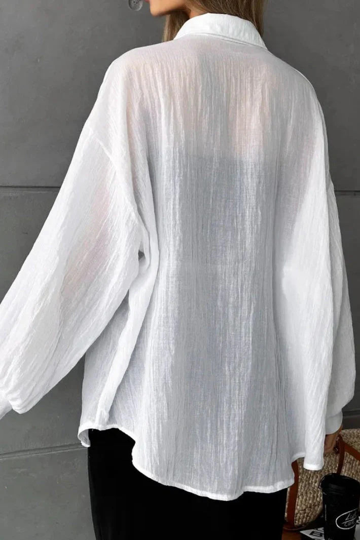 Solid Casual Chic Long Sleeve Blouse - Image 11