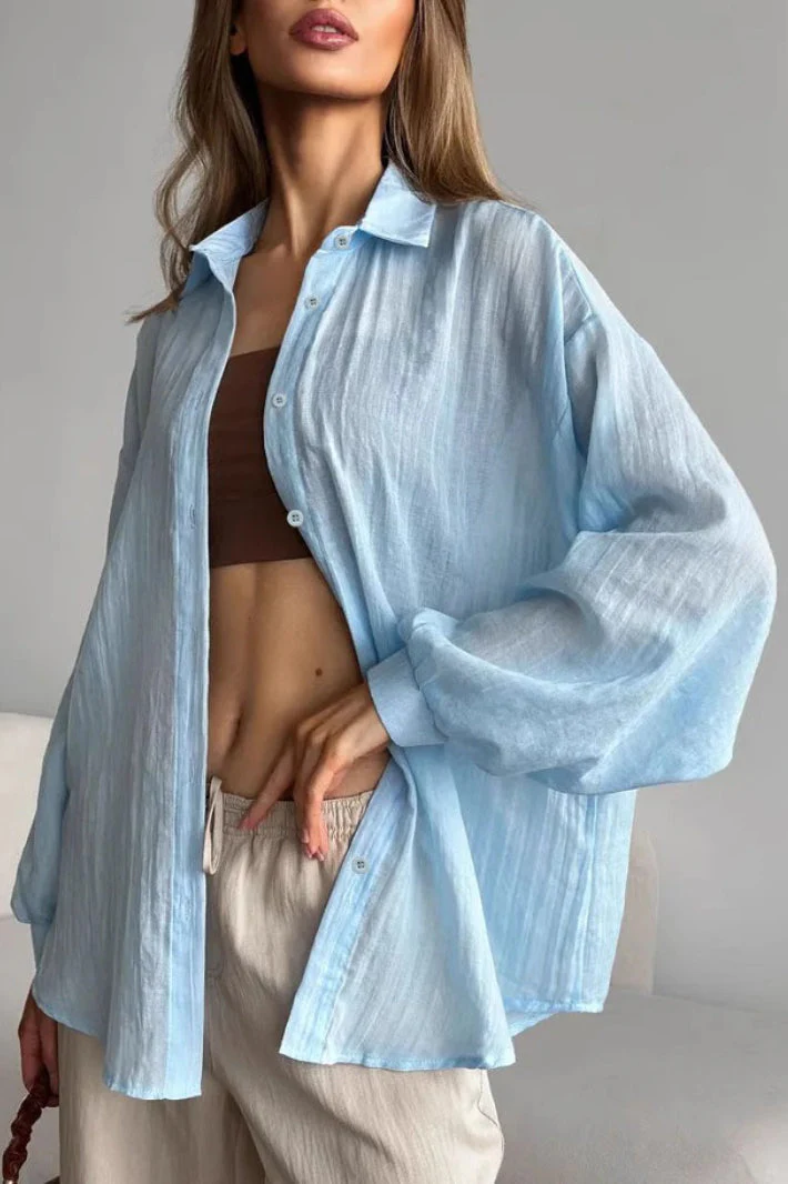 Solid Casual Chic Long Sleeve Blouse - Image 2