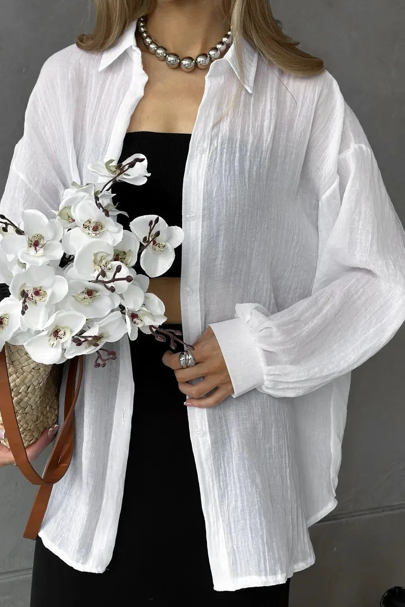 Solid Casual Chic Long Sleeve Blouse - Image 7