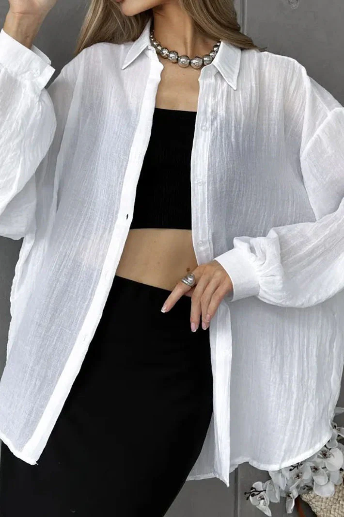 Solid Casual Chic Long Sleeve Blouse - Image 8