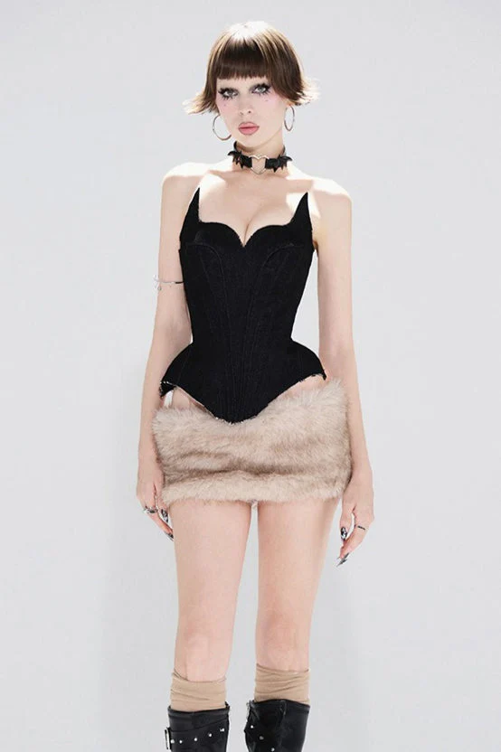 Solid Color Backless Tube Fleece Two Piece Set