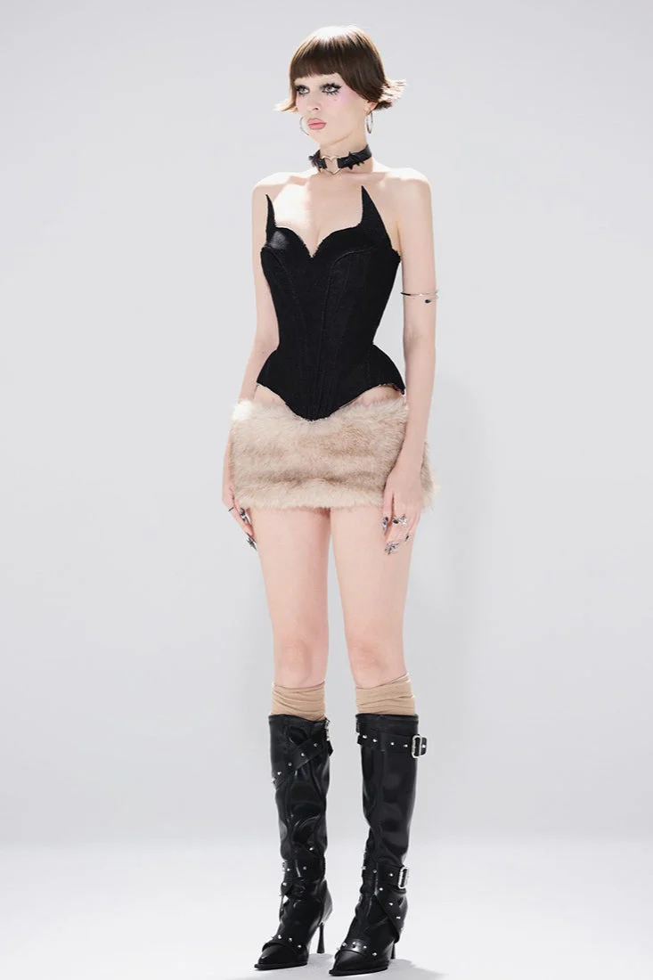 Solid Color Backless Tube Fleece Two Piece Set - Image 4
